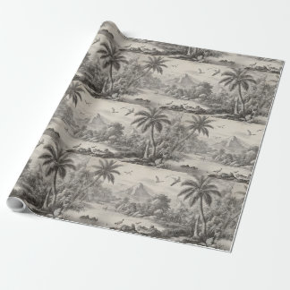 Tropische Toile de Jouy Geschenkpapier