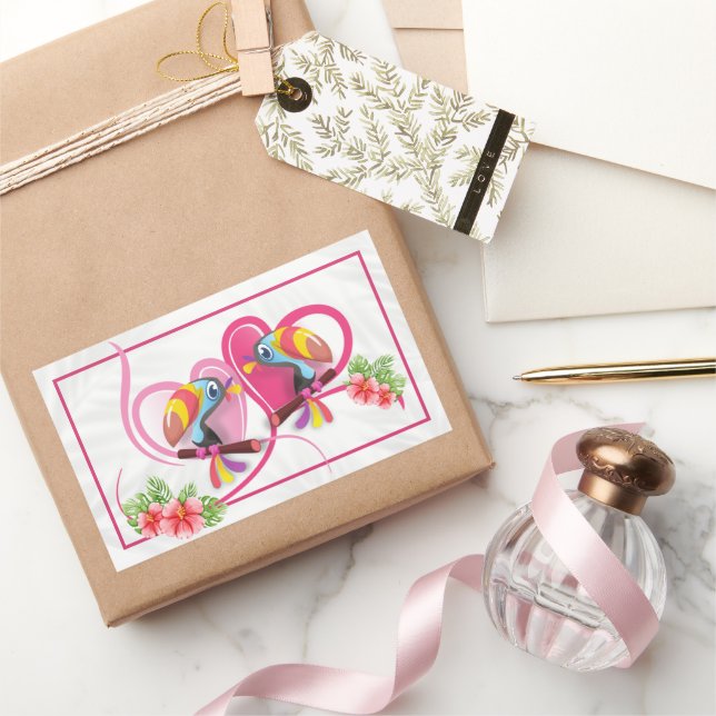 Tropische Toucan-Liebe Rechteckiger Aufkleber (Schenken)