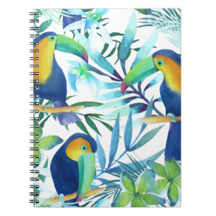 Tropische Toucans: Exotische Blume Muster. Notizblock