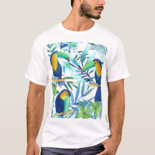Tropische Toucans: Exotische Blume Muster. T-Shirt