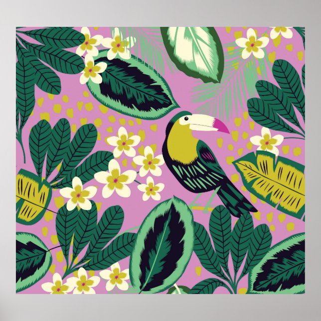 Tropische Toucans: Muster der Blume Poster (Vorne)
