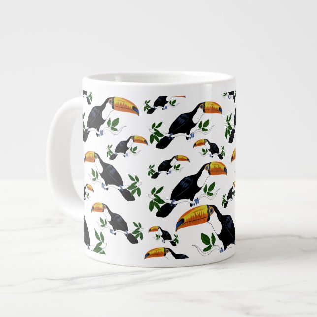 Tropische Toucans - spielerischer Dschungel Jumbo-Tasse (Vorderseite Links)