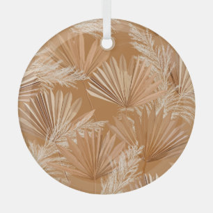 Tropische trockene Palmen: Wasserfarbe Boho. Ornament Aus Glas