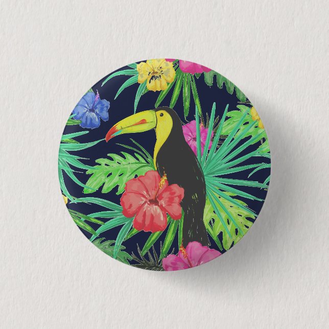 Tropische Tukane und Blätter Regenwald Button (Vorderseite)