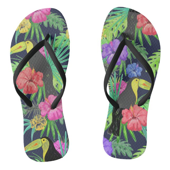 Tropische Tukane und Blätter Regenwald Flip Flops (Fußbett)
