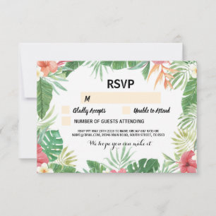 Tropische UAWG Hochzeits-Karten-Aloha Blumen lädt RSVP Karte