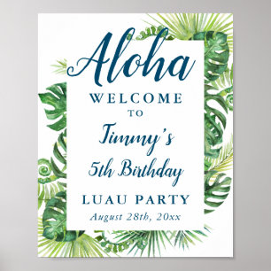 Tropische Vegetation Aloha Luau Geburtstagszeichen Poster