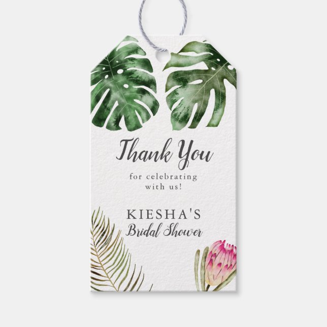 Tropische Vegetation Modernes Foliage Brautparty Geschenkanhänger (Vorderseite)