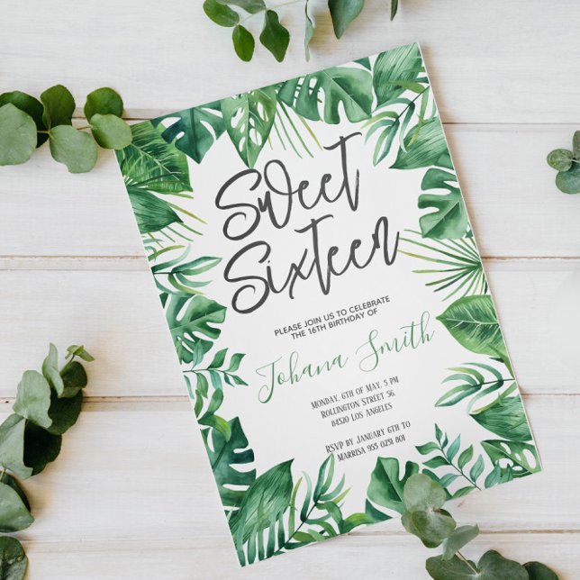 Tropische Vegetation Monstera 16 . Geburtstag Gebu Einladung (Von Creator hochgeladen)
