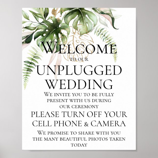 Tropische Vegetation Unplugged Wedding Zeremony 8x Poster (Vorne)