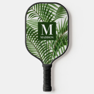 Tropische Vegetation Wasserfarbenpalme Mit Monogra Pickleball Schläger