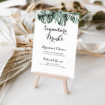 Tropische Vegetation Weiße Blütenunterschrift Getr Poster<br><div class="desc">Dieses tropische,  weiße,  blumengeschmückte Poster ist perfekt für eine rustikale Hochzeit. Die Einrichtung besteht aus grünen Palmenbouquets mit hübschen weißen Blume. Personalisieren Sie das Schild mit den Namen der Braut und des Bräutigams und ihrer Lieblingsgetränke Wahl.</div>