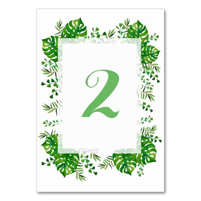 Tropische verließt Aquarell Hochzeit Tischnummer (Rückseite)