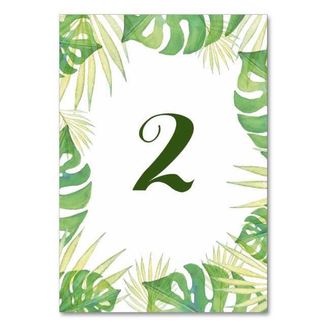 Tropische verließt Aquarell Hochzeit Tischnummer (Rückseite)