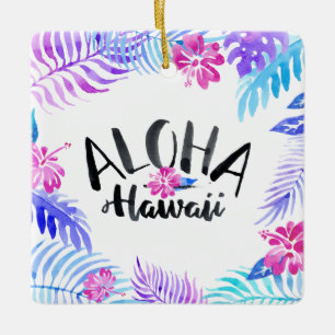 Tropische Verzierung Aquarell-Aloha Hawaiis Keramikornament