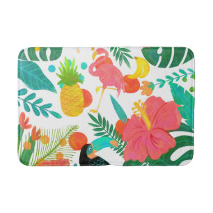 Tropische Vibes Florale Blätter Sommer Chic Badematte