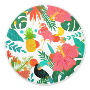 Tropische Vibes Florale Blätter Sommer Chic Keramikknauf