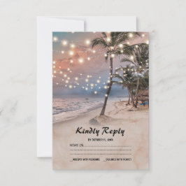 Tropische Vintage Beach Lights Hochzeit RSVP Karte