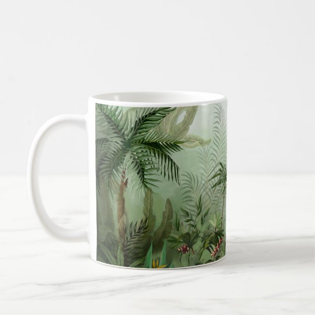 Tropische Vintage botanische Landschaftsdarstellun Kaffeetasse (Links)