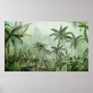 Tropische vintage botanische Landschaftsillustrati Poster