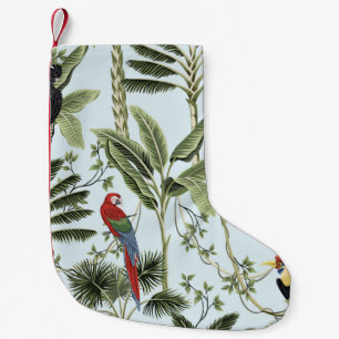 Tropische Vintage Palmen, Limane, Arschpapagei, Kleiner Weihnachtsstrumpf