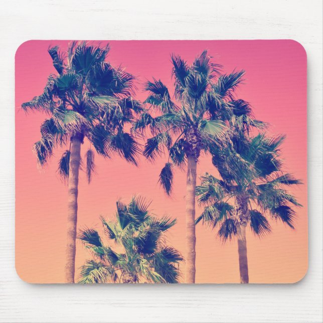 Tropische Vintage Palmen Mousepad (Vorne)