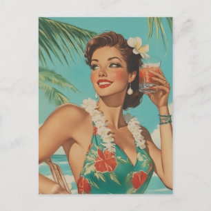 Tropische Vintage-Paradies-Vibes Postkarte