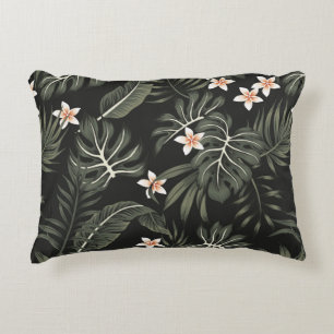 Tropische Vintage Plumeria Blume, Strelitzia, Palm Dekokissen