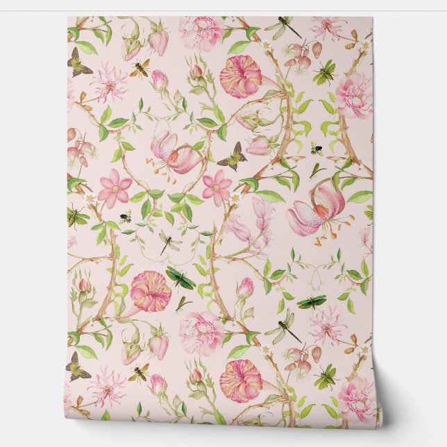 Tropische Vintage Schmetterlinge Garten Chinoiseri Tapete (Abrollen)