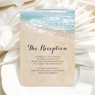 Tropische Vintage-Strand-Herz-Hochzeitsempfang Begleitkarte