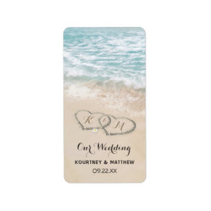 Tropische Vintage-Strand-Herz-Ufer-Hochzeitslabels Adressaufkleber