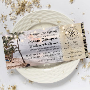 Tropische Vintage-Strandhochzeitskarten mit RSVP Einladung