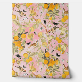 Tropische Vintage Vögel im Obstgarten Chinoiserie Tapete