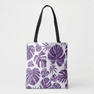 Tropische violette Monstera-Blätter nahtlos Muster