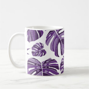 Tropische violette Monstera-Blätter nahtlos Muster Kaffeetasse