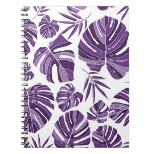 Tropische violette Monstera-Blätter nahtlos Muster Notizblock