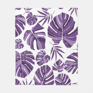 Tropische violette Monstera-Blätter nahtloses Must Fleecedecke
