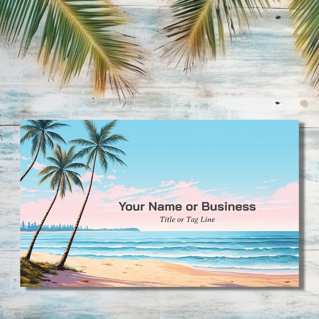 Tropische Visitenkarte für Strand und Palmen (Front - Beach and Palm Trees Tropical Business Card)