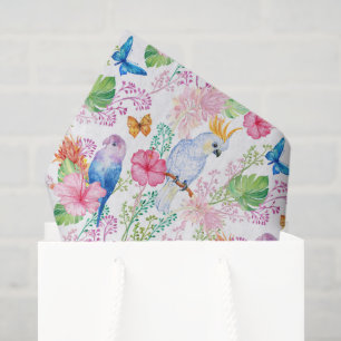 Tropische Vögel Blumen Strandparty Taschentuch Seidenpapier