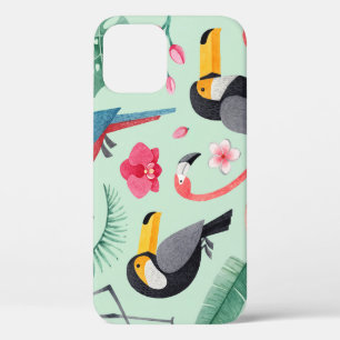 Tropische Vögel, Blumen, Wasserfarbenmuster. Case-Mate iPhone Hülle
