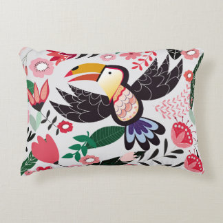 Tropische Vögel, Blumenmuster. Dekokissen