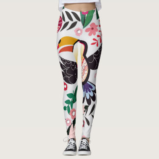 Tropische Vögel, Blumenmuster. Leggings