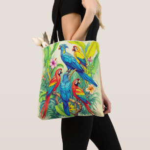 Tropische Vögel Botanische Illustration