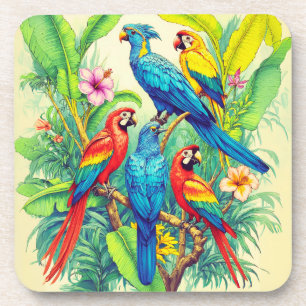 Tropische Vögel Botanische Illustration Getränkeuntersetzer
