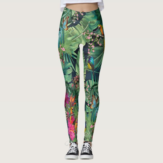 Tropische Vögel des Paradieses Leggings (Vorderseite)