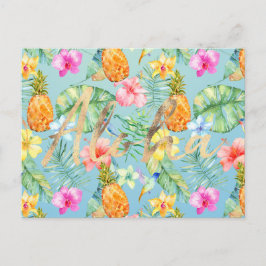 Tropische Vögel Floral Gold Aloha Postkarte