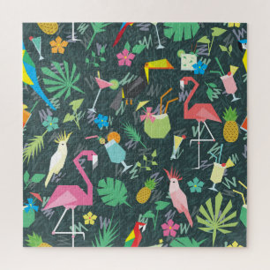 Tropische Vögel Getränke: Lebhaft Nahtlos. Puzzle