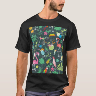 Tropische Vögel Getränke: Lebhaft Nahtlos. T-Shirt