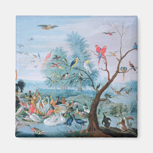 Tropische Vögel in einer Landschaft Magnet (Vorne)
