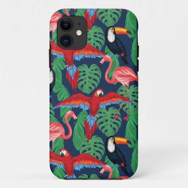 Tropische Vögel in hellen Farben Case-Mate iPhone Hülle (Rückseite)